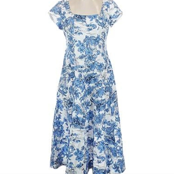 Joie Blue And White Floral Midi Dress - Picture 5 of 6